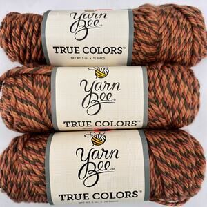 3 Yarn Bee True Colors Yarn Butterscotch Rose #6 Super Bulky Twist Fall Colors